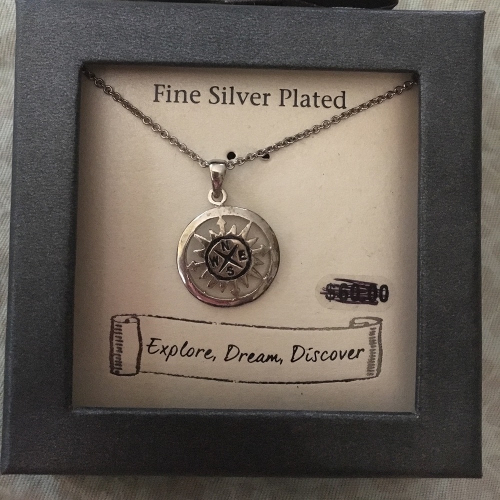 Silver Plated Compass Necklace