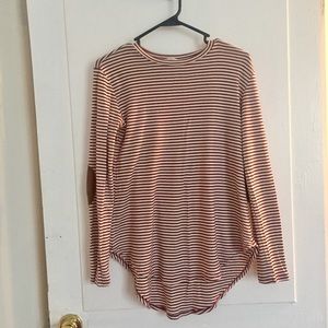 Long Sleeve Striped Shirt with Elbow Patches