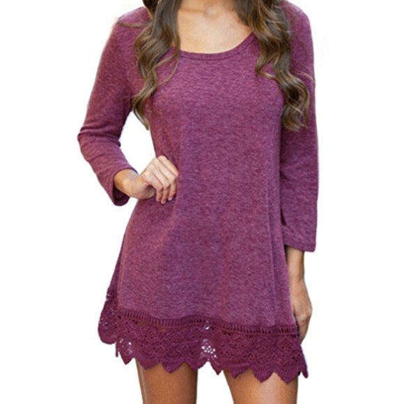 Tops - 1 Left! Purple Long Sleeve Tunic Dress