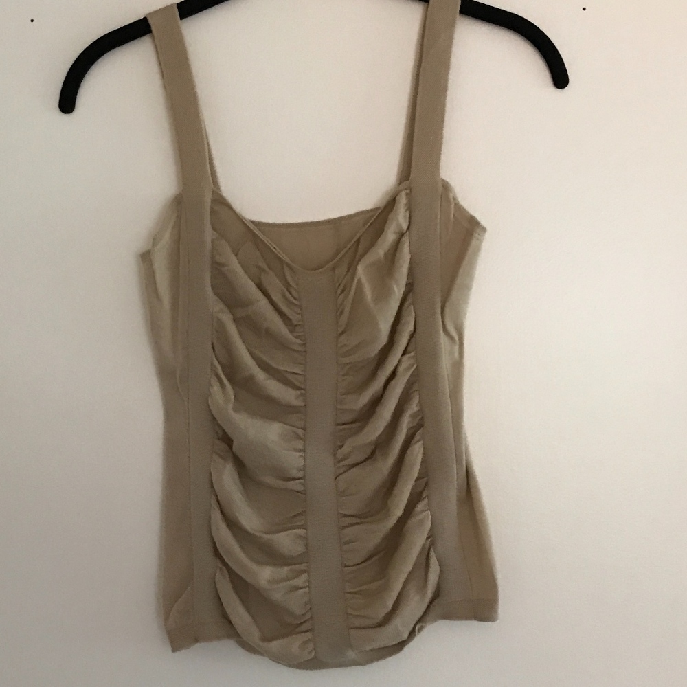 Tan Ruched Tank Top