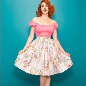 Pin Up Girl Clothing Jenny Skirt in Pink Floral