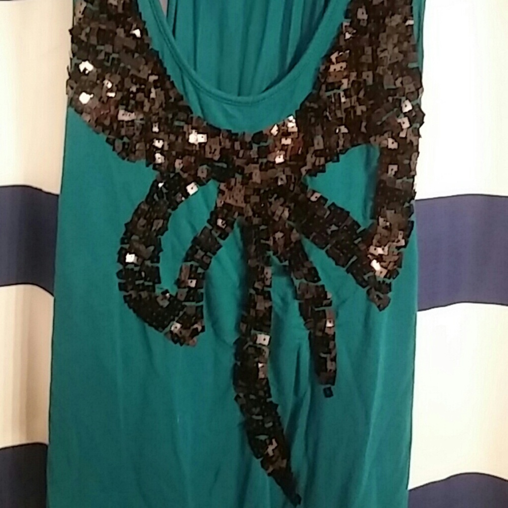 Glittery bow tank top