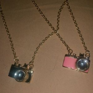 Black Enamel Camera Pendant and Necklace