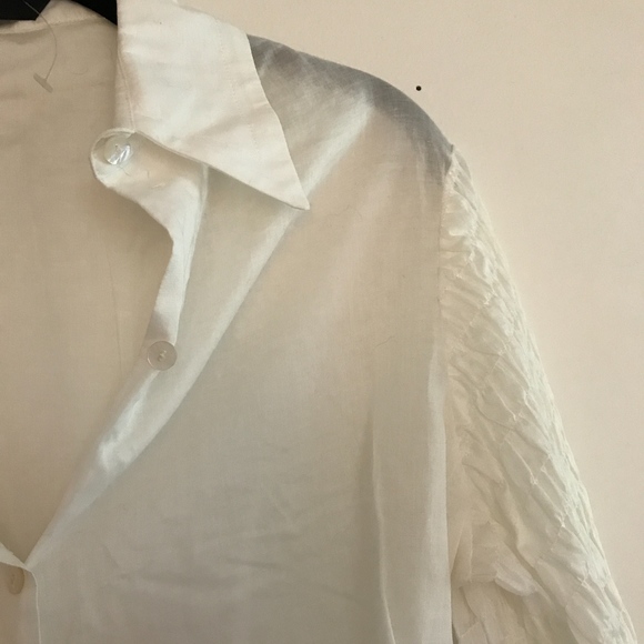 White Button Down Blouse with Arm Detailing - Picture 3 of 4