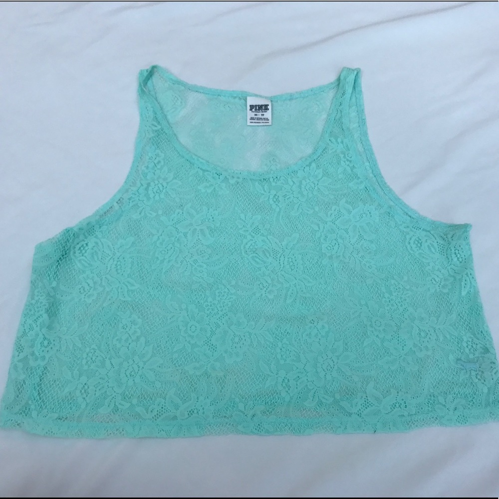 🌟 PINK by Victorias Secret Sheer Lace Crop Top XS
