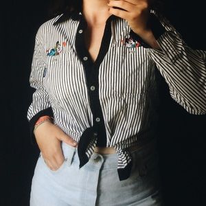 VINTAGE MICKEY & MINNIE Button Down Top Women's S