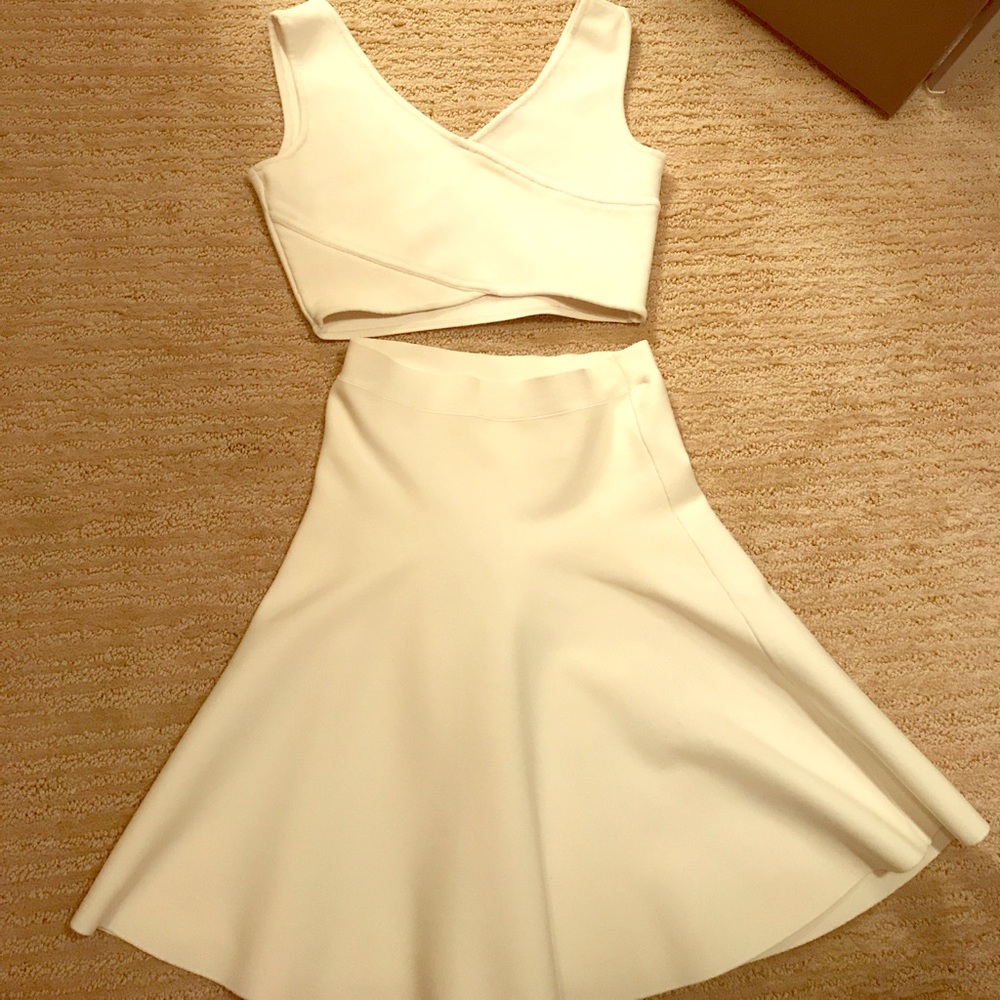 BCBG crop top and skirt set