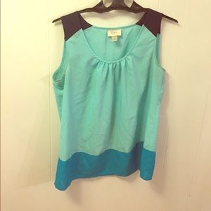 Crew neck blue tank top