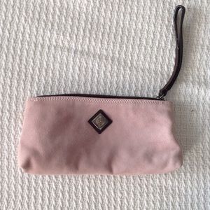 Donald J Pliner light pink suede wristlet