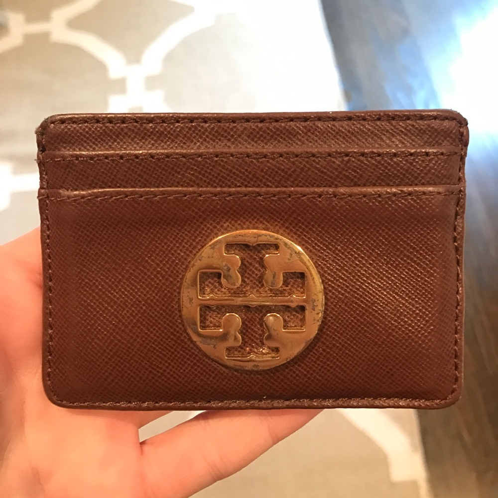 Tory Burch Brown Leather Slim Cardholder