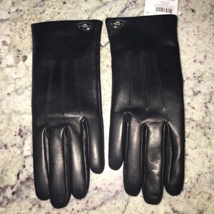 Black Leather Coach Gloves