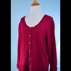 WHBM raspberry pink silver snap button Cardigan L