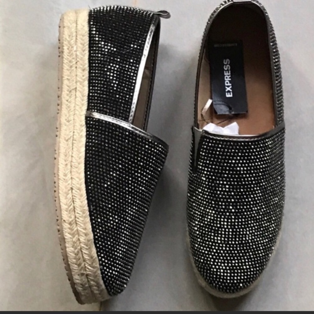 Express Metallic Flat Platform Espadrilles
