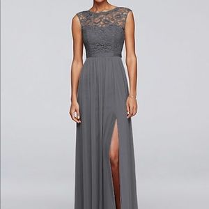 Davids Bridal Long Grey Dress -Size 4