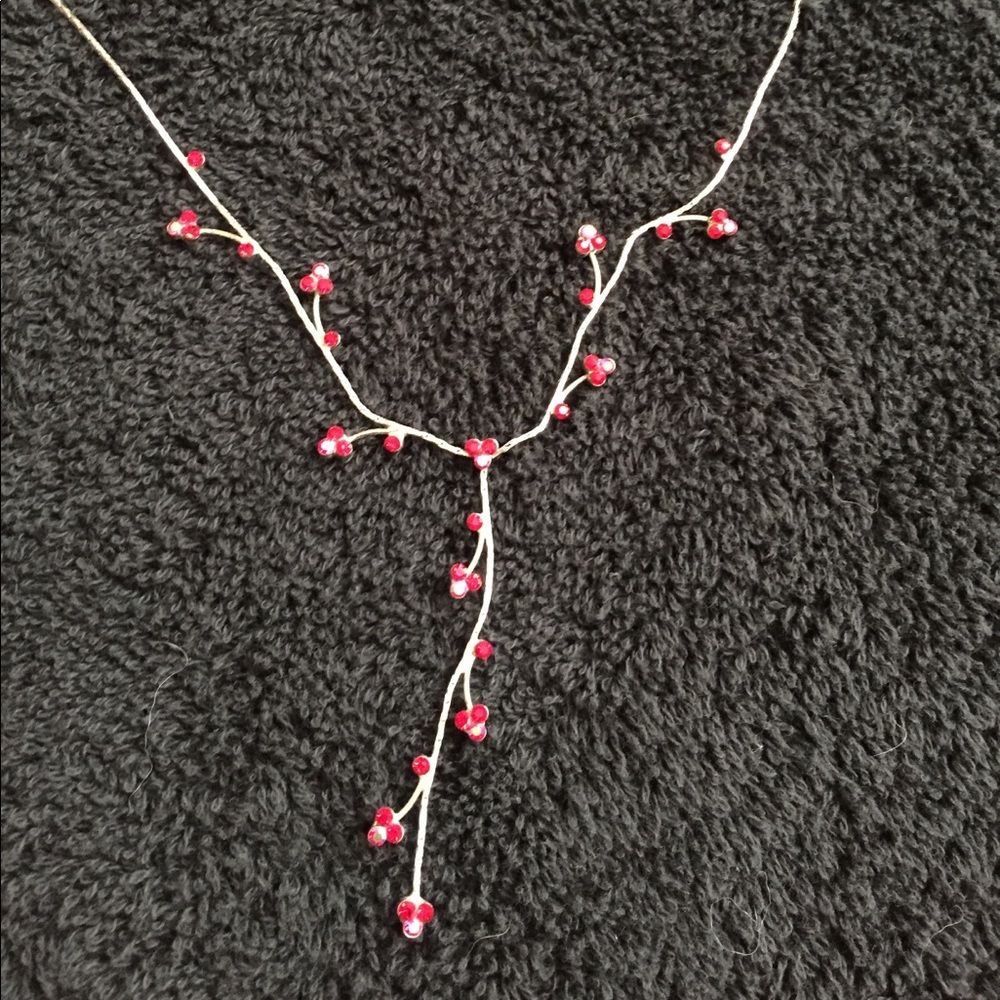 Red vine necklace. Delicate with a lot of sparkle