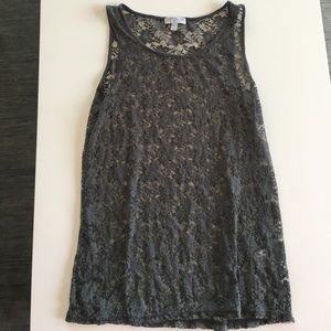 Grey lace tank top