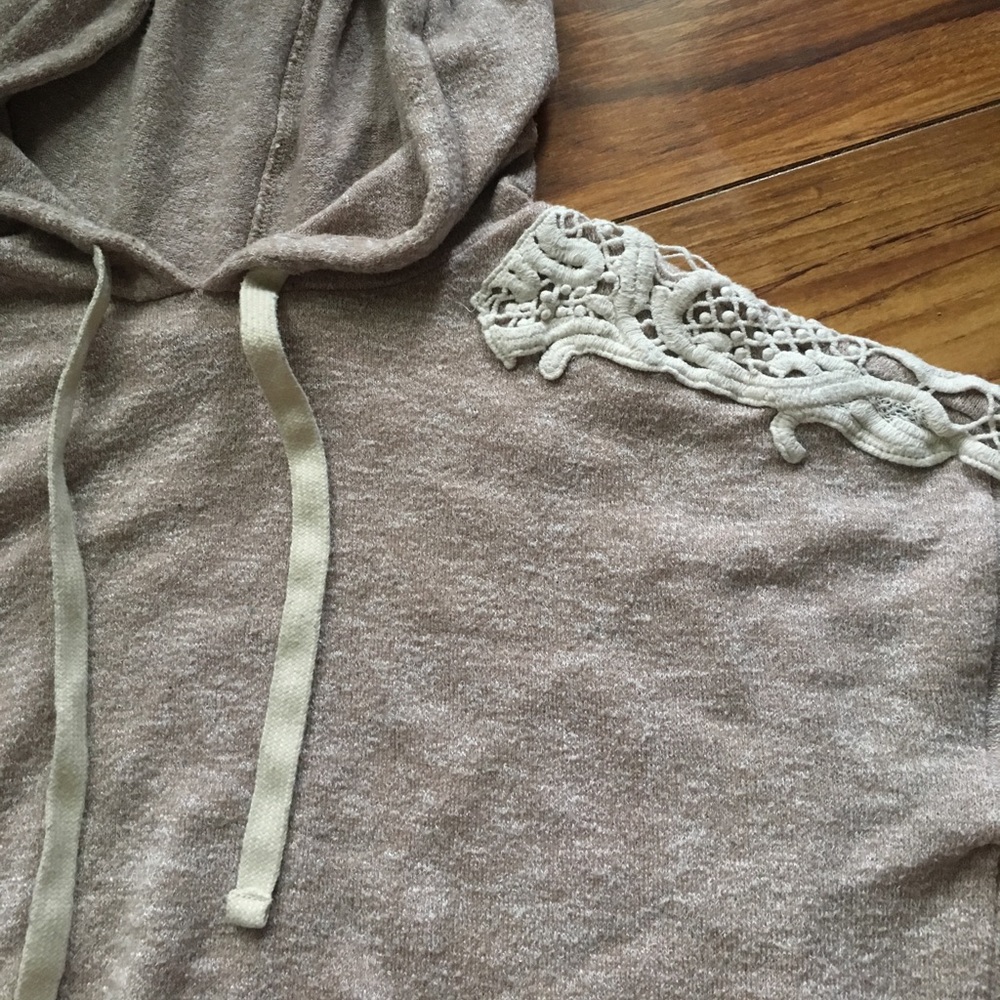 Forever 21 Cropped Hoodie with lace shoulders