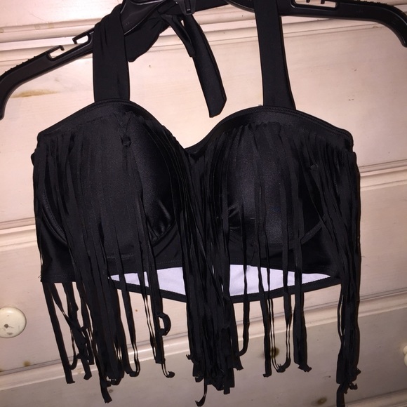 Black Halter Bathing Suit Set - Picture 1 of 3