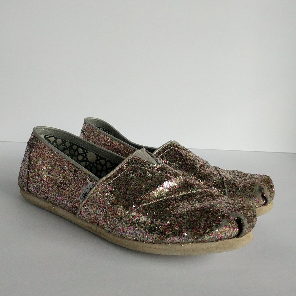 **SOLD**Multicolored glitter Toms slip on shoes - Picture 3 of 6
