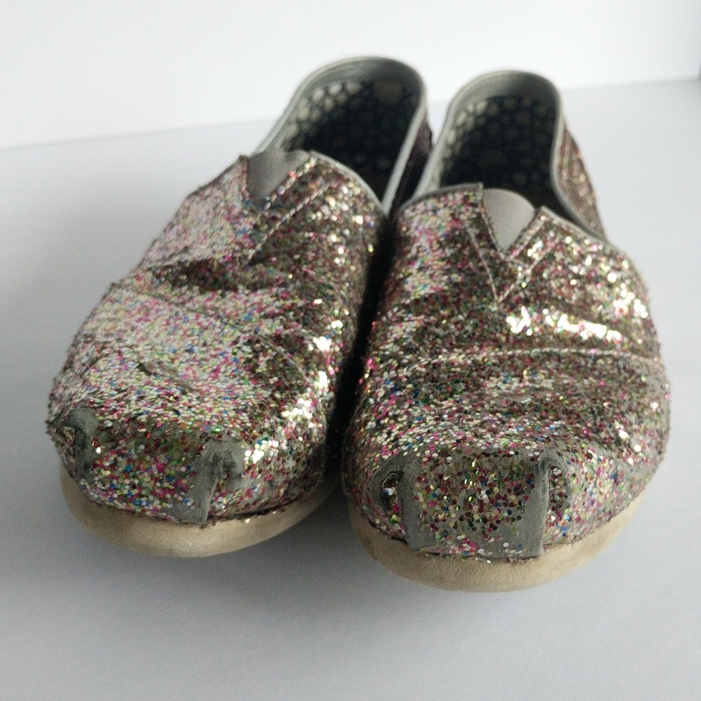 **SOLD**Multicolored glitter Toms slip on shoes - Picture 5 of 6
