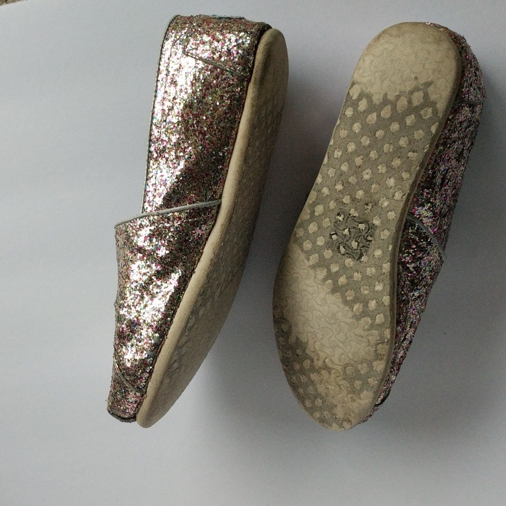 **SOLD**Multicolored glitter Toms slip on shoes - Picture 6 of 6