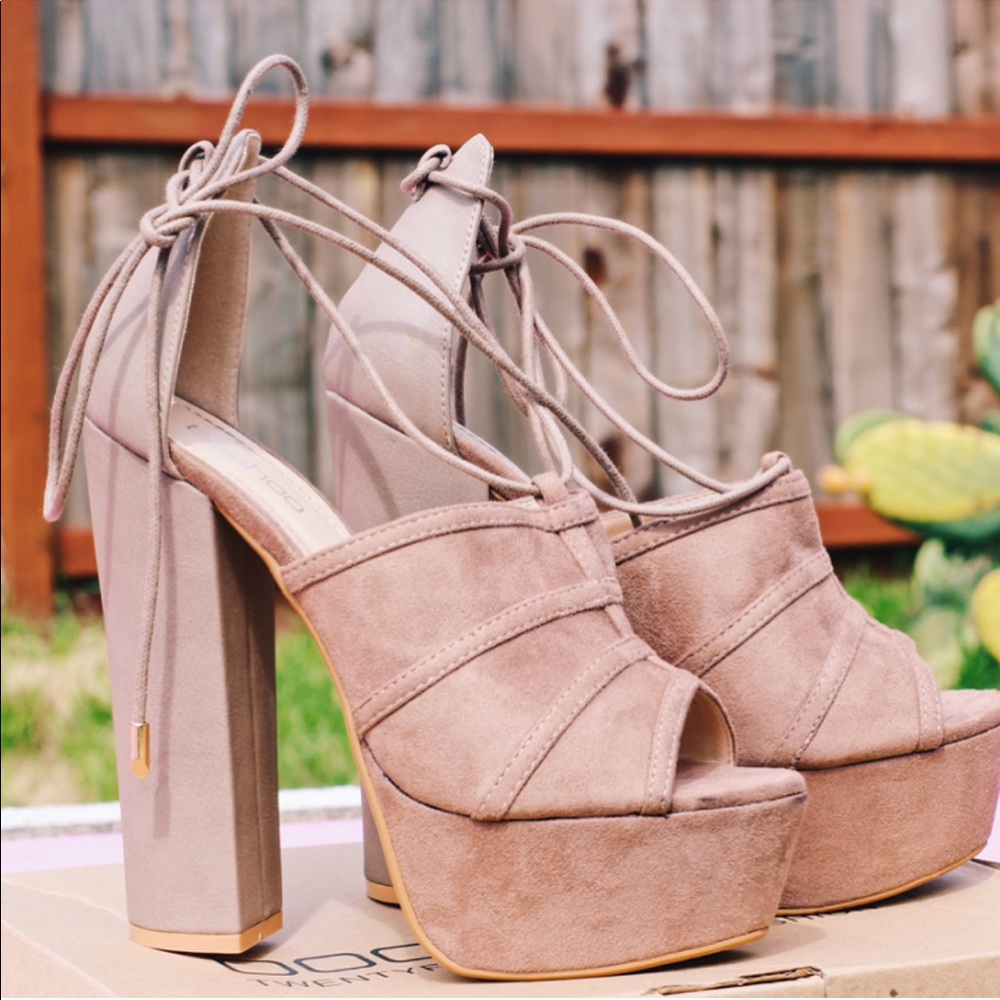Keira Wrap Strap Platform Peeptoe Heels