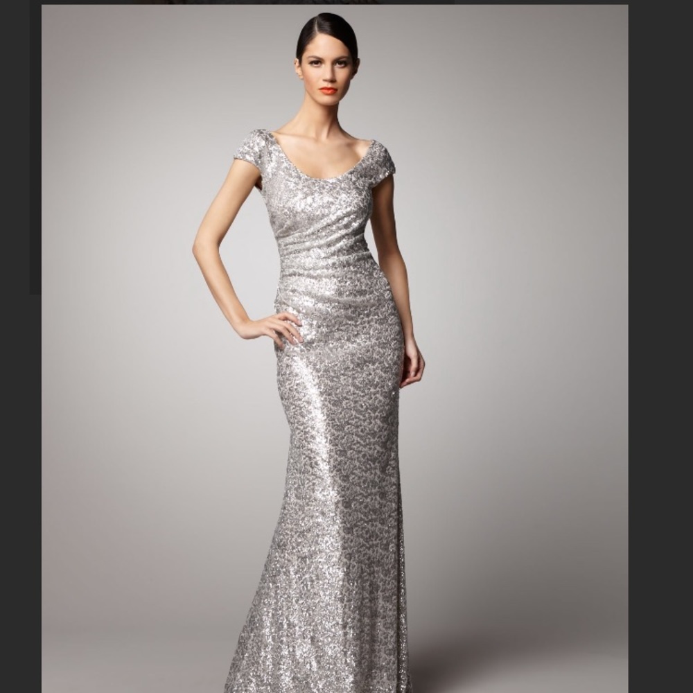 David Meister Scoop-Neck Sequin Gown