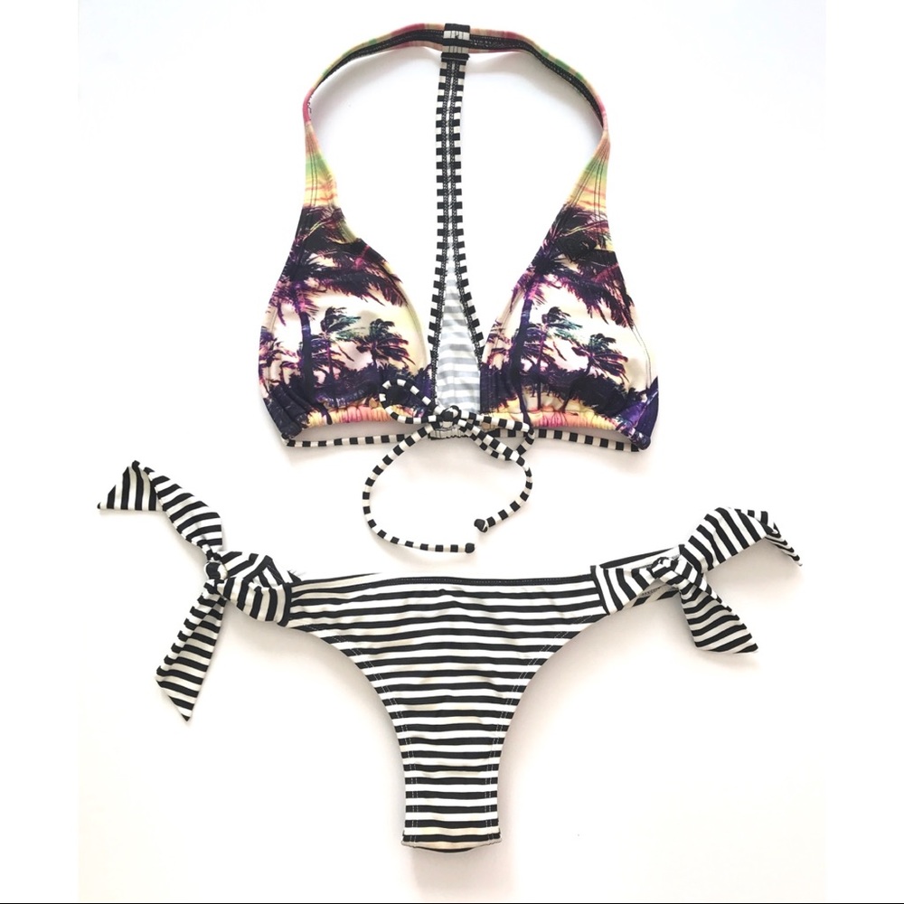 LIKE NEW - ROXY Vintage Palm + Stripe Bikini