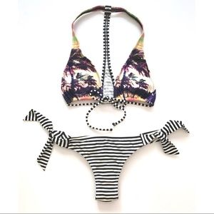 LIKE NEW - ROXY Vintage Palm + Stripe Bikini