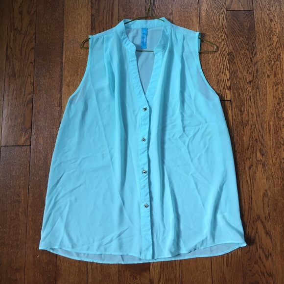 Tiffany blue sleeveless shirt - Picture 1 of 3
