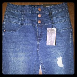 Charlotte Russe Distressed Hi-Waist Skinny Jeans