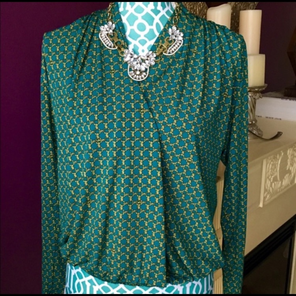Michael Kors Wrap Blouse in Chain Print