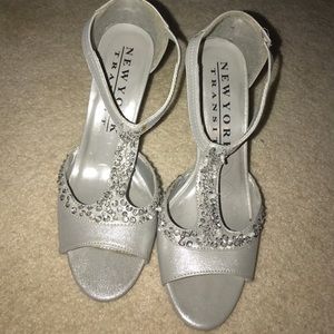 New York Transit silver high heels