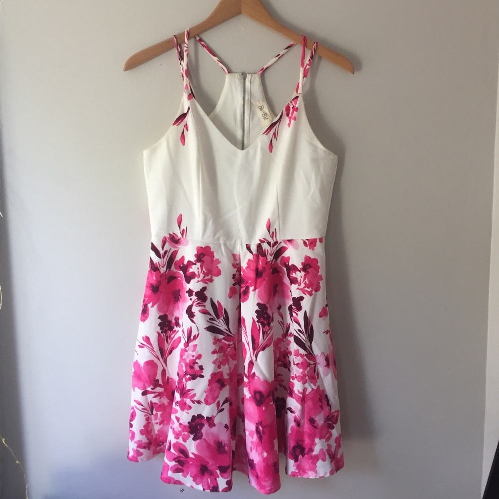 Pink and white floral dress