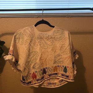 Zara cropped embroidered shirt - size XS