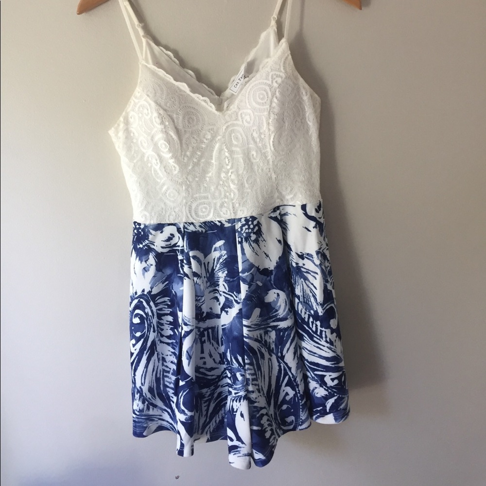 White and blue romper