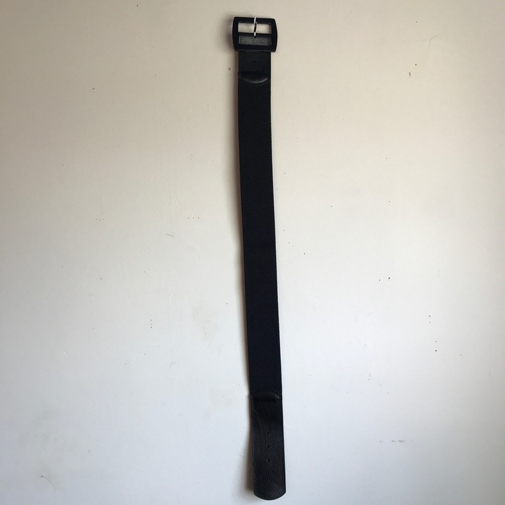 Calvin Klein Black Leather Wide Stretch Belt