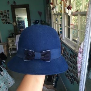 Blue cloche hat with bow! Royal blue/indigo/navy