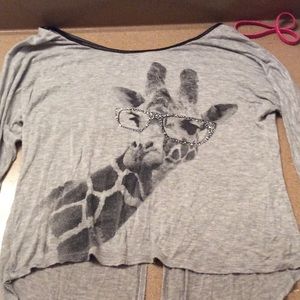 #LongSleeveShirt #Grey #Giraffe #SlitBack #Cute