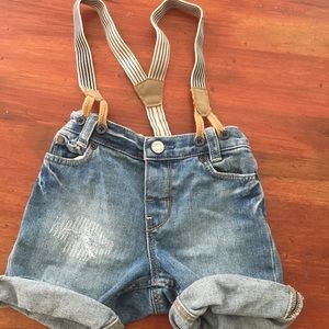 H&M Denim short w/detachable suspenders