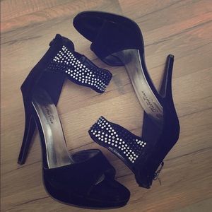 Black suede platforms