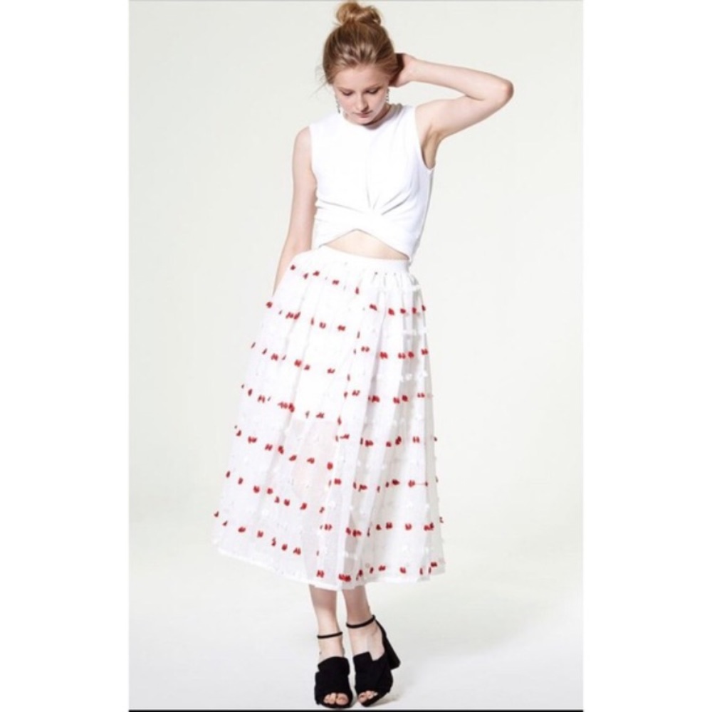 NWT Storets frayed gauze midi skirt