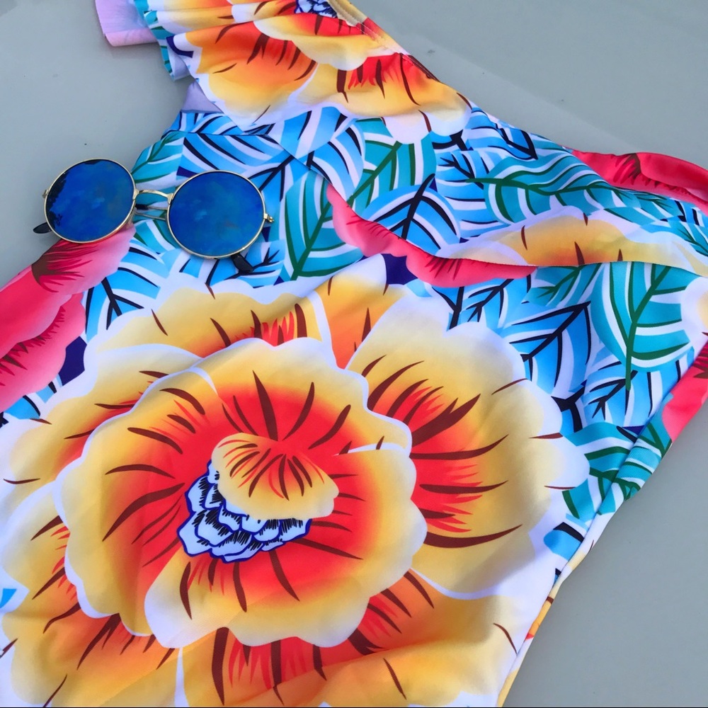 Off the Shoulder Floral Swimsuit
