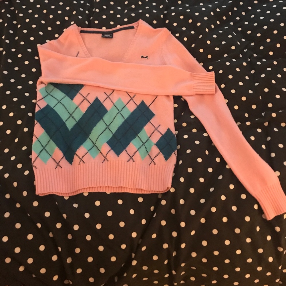 Pink and blue argyle Le Tigre sweater