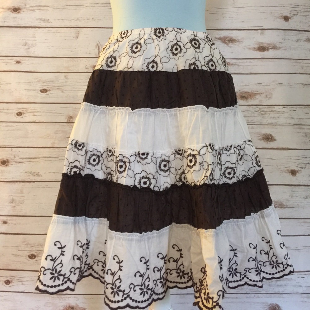Tiered Embroidered Skirt
