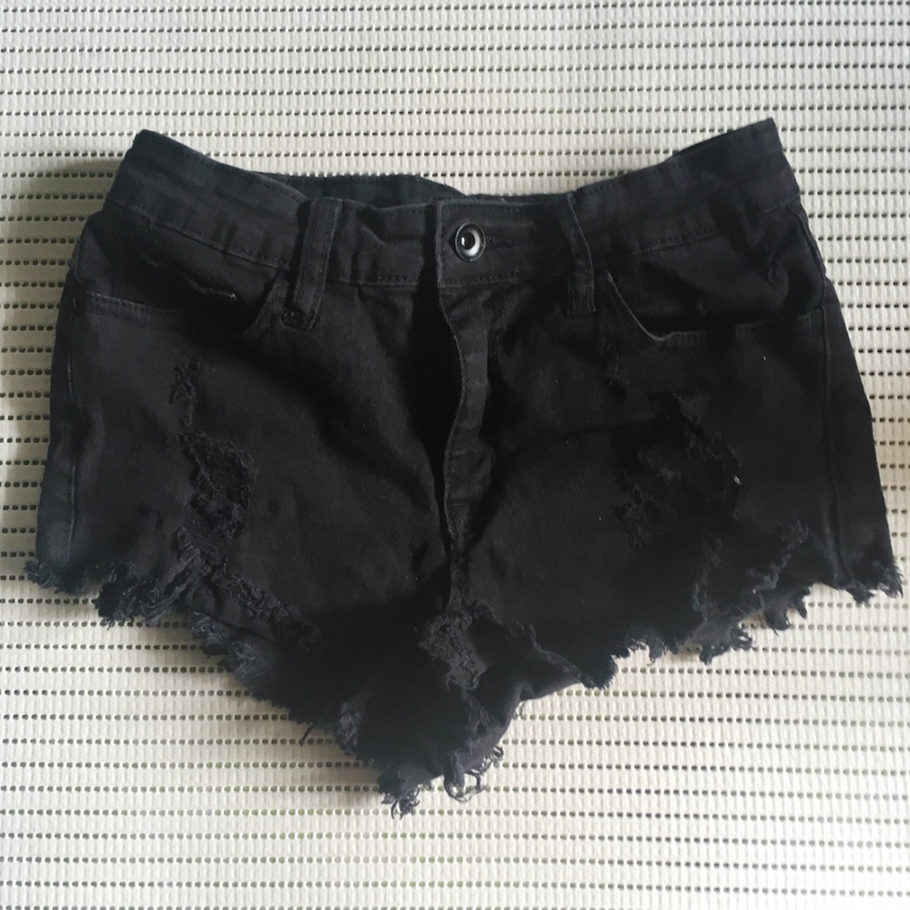 Black Distressed Shorts
