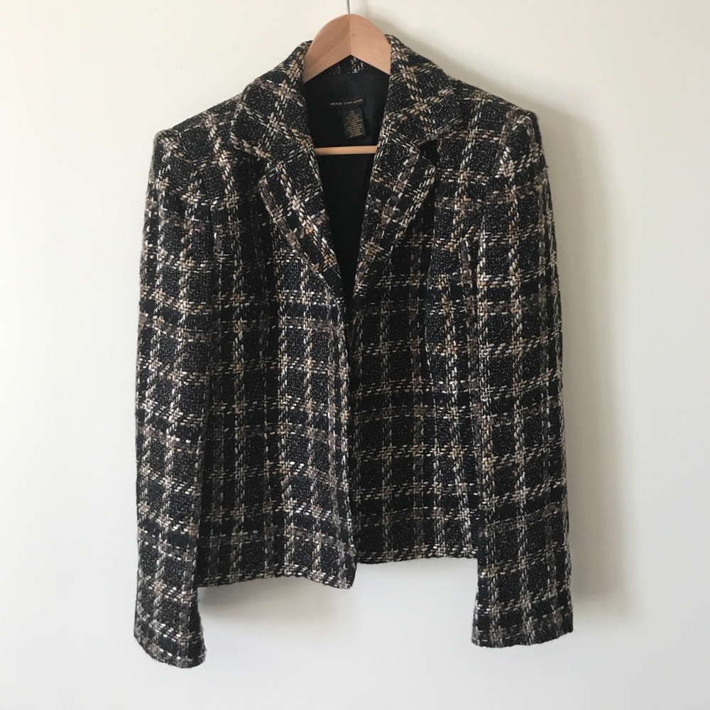 Grace Dane Lewis Plaid Stitch Winter Blazer