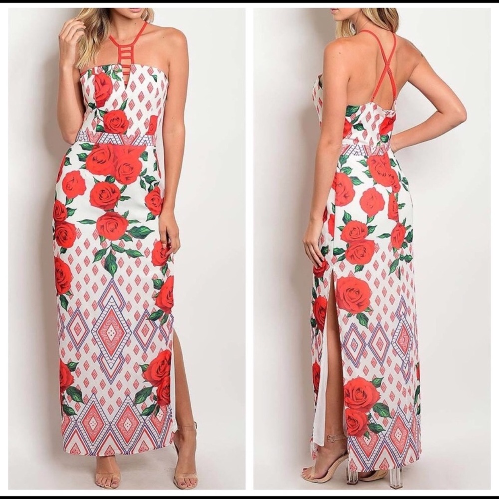 🌹🌹LAST ONE🌹🌹 NEW WITH TAGS Red rose maxi!! - Picture 1 of 2