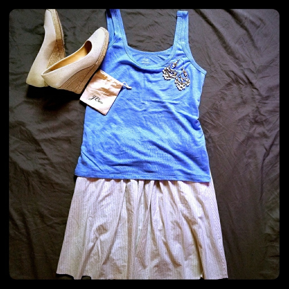 🌹J. Crew🌹 Cream A-line Midi Pinstripe Skirt