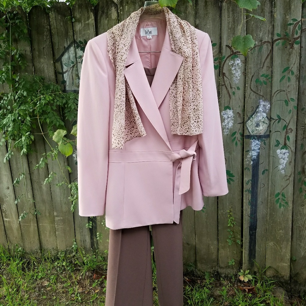 Le Suit Blush and Mocha 3pc Suit Set Size 12